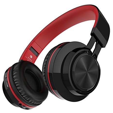 Picun Bluetooth Wireless Headphones BT Series 4.0 Stereo On Ear Foldable Headset with HiFi Build in Mic and Volume Control for / PC/ Tv/ iPhone/ Samsung/ Sony etc. (red)