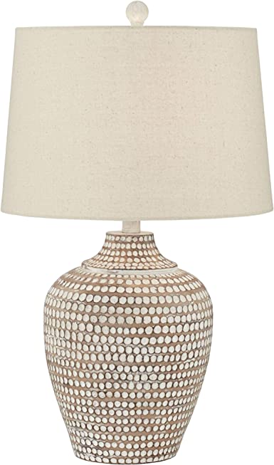 Alese Neutral Earth Finish Textured Dot Jug Table Lamp, Resin