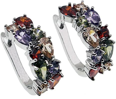 HERMOSA Silver Earring Multi Gemstones Sets Garnet Peridot Amethyst Morganite Ideal Gift Choice