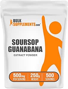 BulkSupplements.com Guanabana Extract Powder - from Guanabana Fruit, Soursop Supplements - Herbal Suppplement, Gluten Free, 500mg per Serving, 250g (8.8 oz) (Pack of 1)