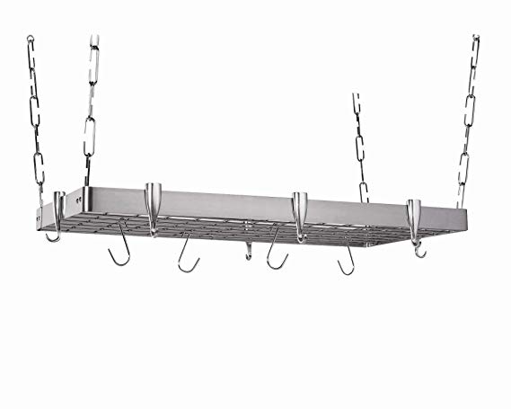 Concept Housewares PR-40905 Stainless-Steel Hanging Pot Rack, Rectangular