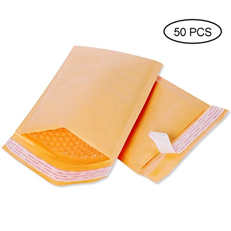 Fu Global #0 6x10 Inches Kraft Bubble Mailers Padded Envelopes Pack of 50