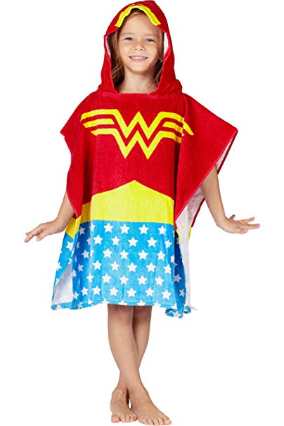 Wonder Woman DC Comics Logo Superhero Hooded Bath Beach Swim Poncho Towel