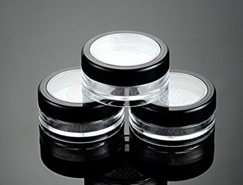 6 Pcs 10g 10ml Empty Plastic Clear Makeup Jar Cosmetic Cream Face Powder Blusher Foundation Container Pots With Sifter And Black Rimmed Lid