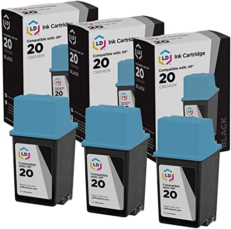 LD Remanufactured Ink Cartridge Replacement for HP 20 C6614DN (Black, 3-Pack)