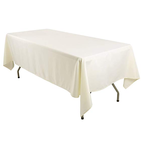 E-TEX Rectangle Tablecloth - 60 x 102 Inch - Ivory Rectangular Table Cloth for 6 Foot Table in Washable Polyester