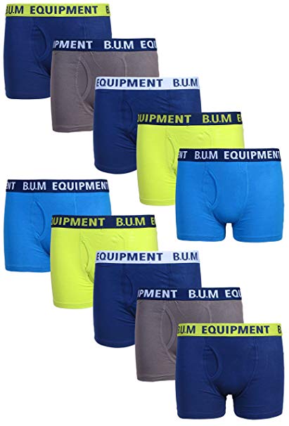 BUM Equipment Boys 10 Pack Solid Boxer Briefs Underwear More Colors Available