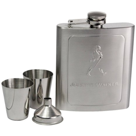 PNBB Scotch Whiskey Stainless Steel Flask with Johnnie Walker Pattem