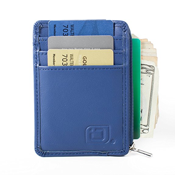 RFID Wallet Mini for Men and Women - Genuine Leather - Best RFID Blocking Slim Wallet to Stop Electronic Pickpocketing - Minimalist Wallet