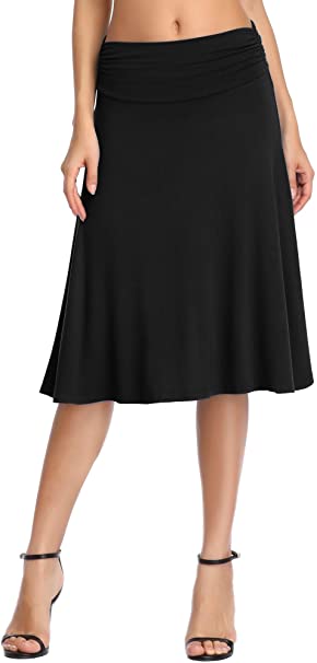 Urban CoCo Women's Ruched Waist Stretchy Flared Yoga Skirt