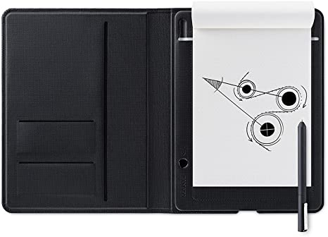 Wacom K100871 Bamboo Folio Digital Notepad A4 (Letter Size), Large Portfolio Notebook with Digitisation Technology Including Stylus with Ballpoint Pen, Compatible with Android and Apple, Dark Grey