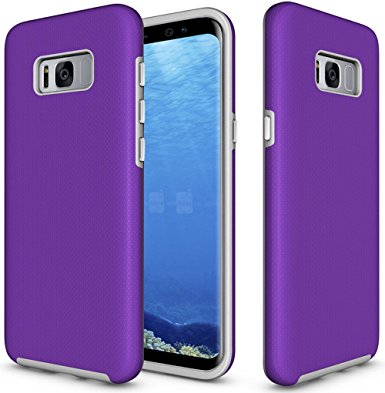 S8 Case, Galaxy S8 Case, OUBA [Dual Layer] Shock Absorption Impact Resistant Armor Rugged Defender Protective Case for Samsung Galaxy S8 - Purple