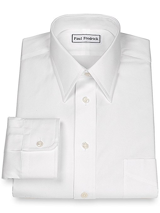 Paul Fredrick Men's Pinpoint Straight Collar Button Cuff Dress Shirt