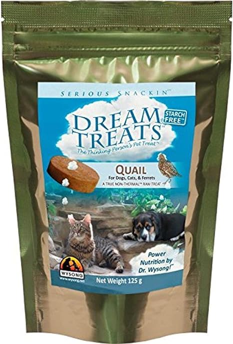 Wysong Dream Treats Quail- for Dogs/Cats/Ferrets - Raw Food - 4.9 Ounce Bag