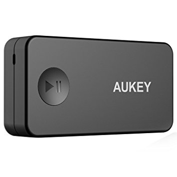 AUKEY Portable Bluetooth 3.0 Audio Receiver Wireless Music Streaming Adapter with Hands Free Calling, Built-in Mic, 3.5 mm Stereo Output for Car (BR-C2)