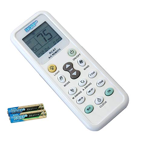 HQRP Universal A/C Remote Control for GREE GUANGDA GUQIAO HAIER HELTON HEMILTON HICON HISENSE HITACHI Air Conditioner / Fahrenheit displaying plus HQRP Coaster