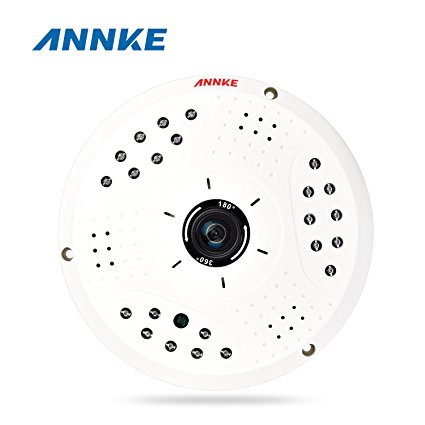 Annke 3.0 Megapixel HD panoramic IP camera with 360 Degrees Fish-eye Lens and 23pcs High Quality LED Lights Bring 15m/50ft Night Vision with Crystal Image-Q3