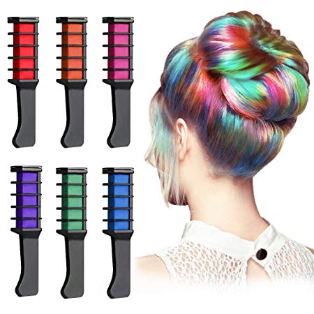Hair Chalk Comb Teen Girl Gifts Temporary Hair Chalk for Girls Party Kids Pets 6 Color