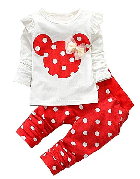 Cute Toddler Baby Girls Clothes Set Long Sleeve T-Shirt and Pants Kids 2pcs Outfits