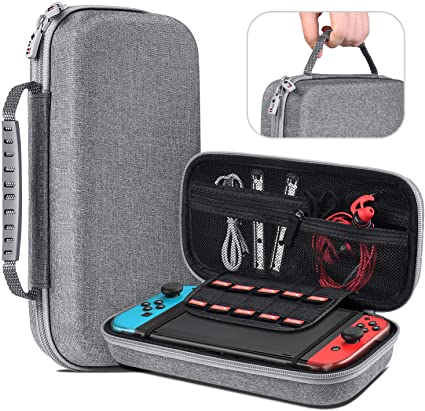 Switch Case for Nintendo Switch, Switch Carrying Case Work for Nintendo Switch Protective Case, Portable Switch Game Case with Handle, Switch Travel Case for Nintendo Switch Console & Accessories-Grey
