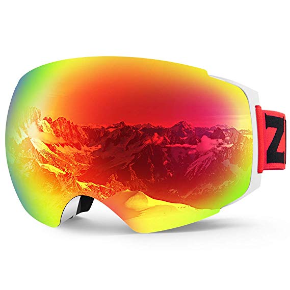 Zionor X4 Ski Snowboard Snow Goggles Magnet Dual Layers Lens Spherical Design Anti-Fog UV Protection Anti-Slip Strap for Men Women