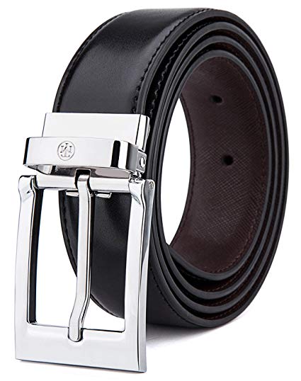 Tonly Monders Men's Reversible Leather Dress Belt Black, 1.25 Inch Wide
