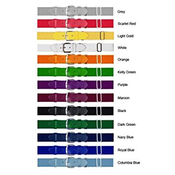 Baseball/Softball Belts Adjustable Elastic with Nickel Plated Buckle (Youth & Adult Sizes, 15 Colors)