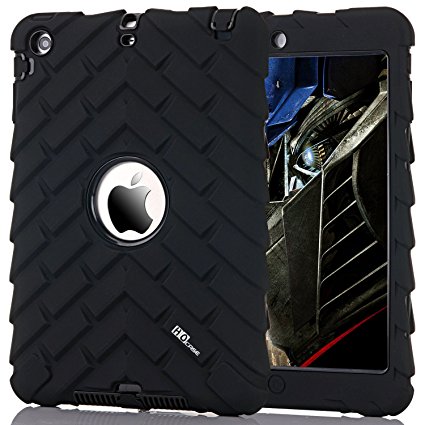 HOcase iPad mini Case - Dual Layer Rugged Shockproof Protective Case with Tough Tire Design for iPad mini, iPad mini 2 and iPad mini 3(Black Black)
