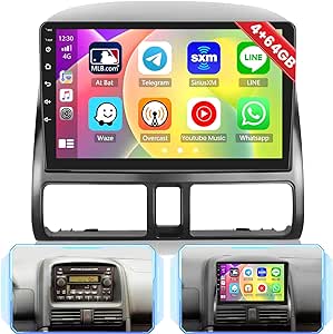 4 64GB for Honda CRV 2002-2006 Android 13 Car Stereo Wireless Carplay Android Auto, 8 Core 9 Inch IPS Touchscreen Car Radio Support GPS Navigation WiFi Bluetooth 5.0 FM RDS EQ DSP Mirror Link