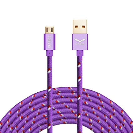 ULTRICS® Micro USB Cable, High Speed Upgraded Metal Shield Version Nylon Braided USB2.0 A Male to Micro B Sync and Charging Cord for Android Devices, Samsung Galaxy Sony Motorola and More [1M Purple]