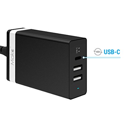 MAKETECH Compact USB Type C 42W 3-Port Travel Charger with Power Delivery for 2015/2016 12-Inch MacBook