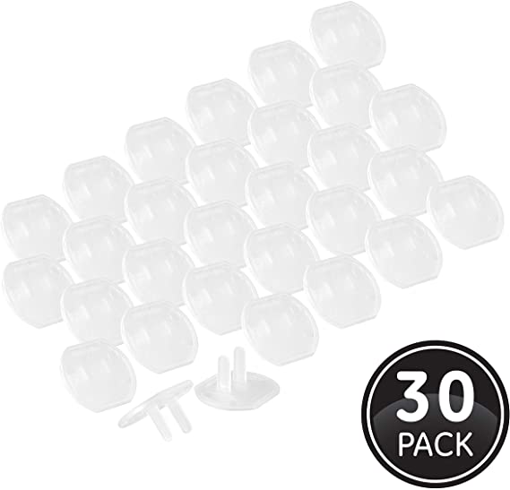 GE 51175 Plastic Outlet Safety Covers (Pack of 30), Clear