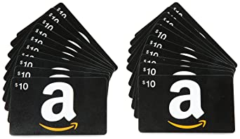 Amazon.com $10 Gift Cards, Pack of 20 (Classic Black Card Design)