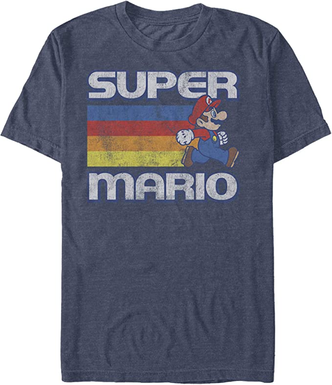 Nintendo Men's Super Mario Running Retro Stripe T-Shirt