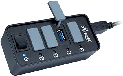 Rosewill USB Hub with 4 Port USB 3.0 USB Data Hub with Anti-Dust Rubber Caps on Each Port. USB SuperSpeed Data Hub for Windows & Mac