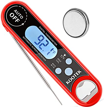 Kootek Digital Instant Read Meat Thermometer Backlight Large Digit Screen Waterproof Candy Thermometer Rotate Probe Super Fast Food Cooking Thermometer for Grill BBQ Smoker with Bottle Openers