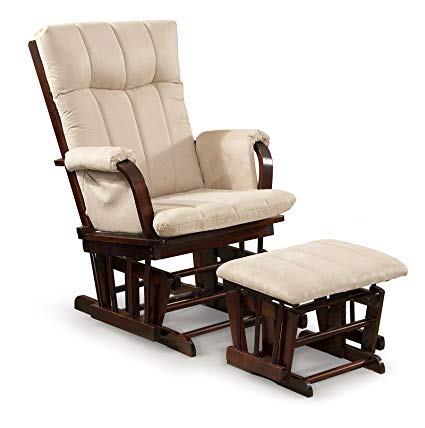 Artiva USA Home Deluxe Mocha Microfiber Cushion Cherry Wood Glider Chair and Ottoman Set