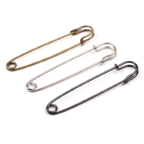 KLOUD City ® 4 Inch Heavy Duty Giant Safety Pins for Blankets, Skirts, Kilts, Knitted Fabric ,Crafts (silver&black & bronze)