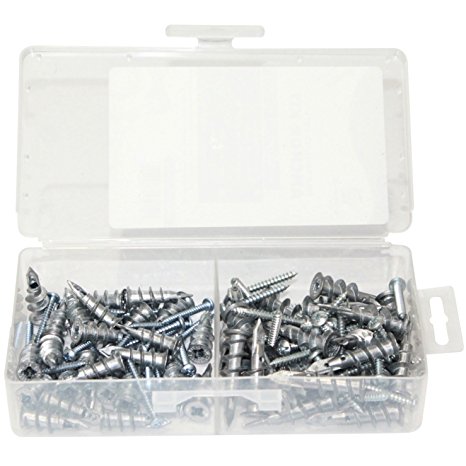 Self Drilling Drywall / Hollow-Wall Anchor Kit with Screws, 100 Pieces All Together, Kit Includes 2 Different Sizes, Large and Small Anchors (Zinc)