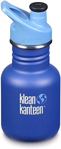 Klean Kanteen 12oz Kid Kanteen Stainless Steel Sport Bottle, Single Wall and Leak Resistant Sport Cap 3.0 2018