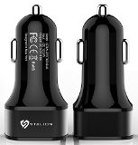 Car Charger Stalion 2-Port Dual Multiple USB Vehicle Charger Universal Portable Rapid Travel Charger Jet Black for All Smartphones Tablets GPS and Cellular Devices
