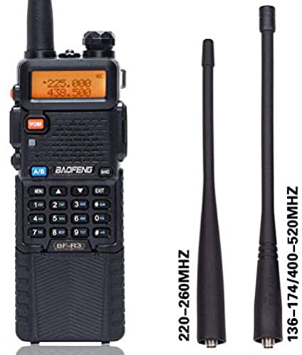 BaoFeng BF-R3 Tri-Band 136-174/220-260/400-520Mhz with 2 Antennas 3800mAh Battery Amatuer Portable UV-5R Transmitter Two Way Radio