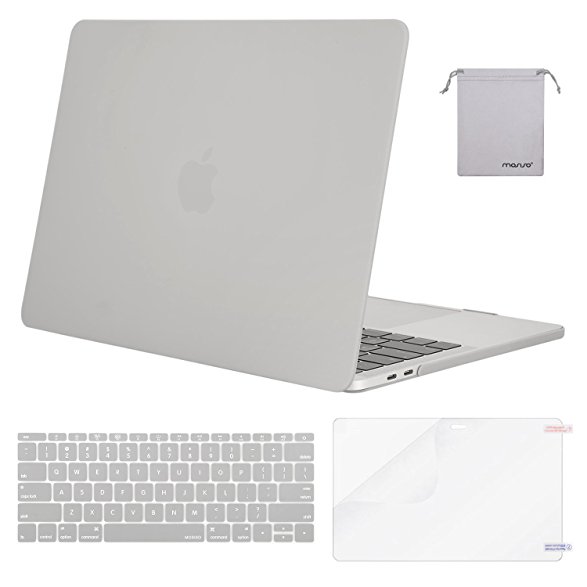 Mosiso MacBook Pro 13 Case 2017 & 2016 Release A1706 / A1708, Plastic Hard Case Shell with Keyboard Cover with Screen Protector with Storage Bag for Newest MacBook Pro 13 Inch, Neutral Gray