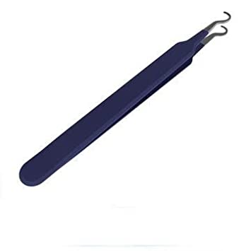 Blackhead Tweezer - Professional Curved Steel Tip Surgical Comedone & Splinter Extractor By Rapid Vitality. Ideal Blemish & Acne Remover Tool Means Flawless Facial Skin For You Today. (Blue)
