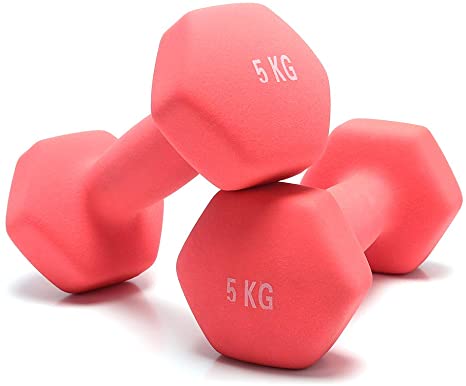 BTGGG Dumbbells Set Of 2 Rubber Neoprene Dumbbell Arm Exercise Toning & Pilates Gym Home Fitness Weights Dumbbells (1kg-10kg) Weights available 1Kg, 3Kg, 4Kg, 5Kg, 6kg, 8kg, 10kg