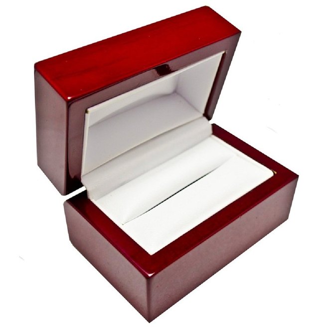 Cherry Wooden Wedding/ Bridal Set Double Ring Jewelry Gift Box
