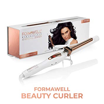 Formawell Beauty x Kendall Jenner One Inch 24K Gold Pro Hair Curler | Ultra-Fast Heating Up to 430°F with LED Display | Negative-Ion Conditioning | Dual Voltage, No-Tangle 8ft Cord