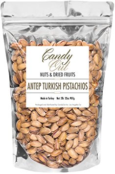 Antep Turkish Pistachios 2 Pound Roasted and Salted Premium Pistachios - in Sealed Stand-up Bag