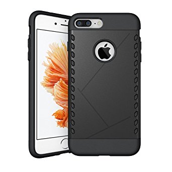 iPhone 7 Plus Case,AOFU Heavy Duty [Slim Fit] Shockproof Dual Layer Protection Hybird Cases Cover for iPhone 7 Plus-Black