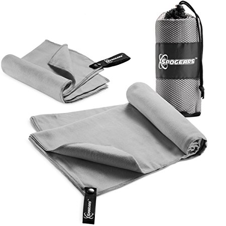 Travel Towel Set By Spogears - Camping Towel Set Includes An XL 58x30’’ Sports Towel   Small Hand Microfiber Towel - Compact/Lightweight Fitness Towel - Super Absorbent & Fast Drying Towel